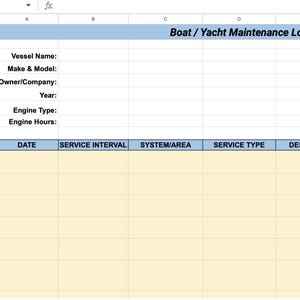 Boat & Yacht Maintenance Log Spreadsheet | Service Tracker Template - Etsy