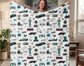 F1 inspired Kimi Antonelli blanket, Race day blanket, Antonelli merch, Mercedes F1 fan gift