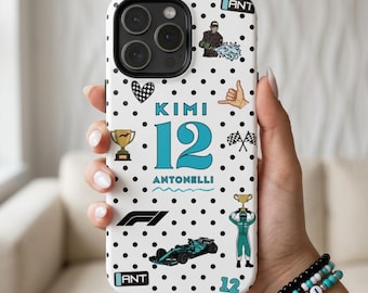 Kimi Antonelli phone case, Mercedes F1 inspired, Mercedes racing F1 phone case, George Russell