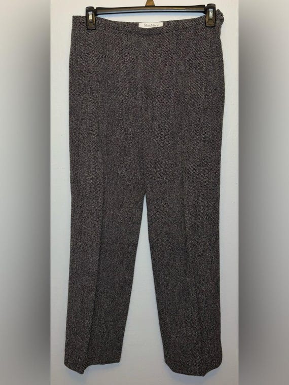 Max Mara, Vintage Y2K Max Mara Wool Blend Straight Leg Trousers Pants Charcoal Gray 14