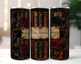 Archivo PNG de "Solo un capítulo más", diseño de camiseta con rosas de estantería, regalo gótico, descarga digital literaria - Archivo PNG para sublimación y más