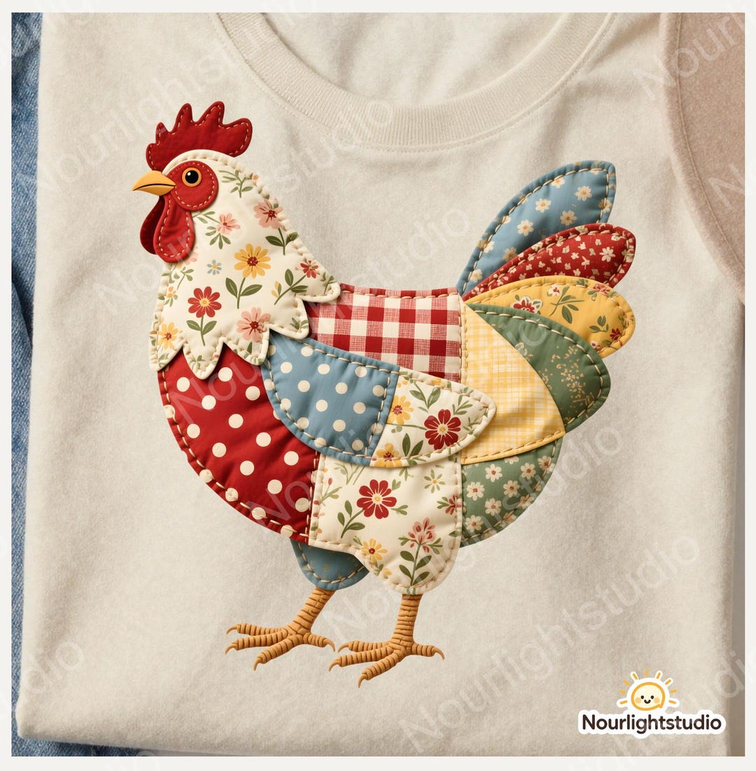 Patchwork Chicken Design File PNG, Quilted Chicken T Shirt, Farm Gift ...