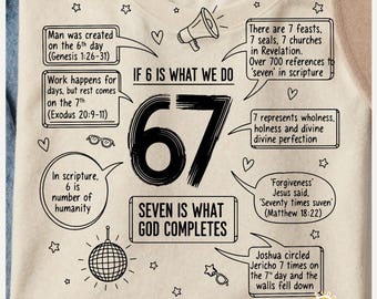 Gottes Zahl 67 Designdatei PNG, Biblische Zahl 7 Thema T-Shirt, Sieben ist, was Gott vervollständigt Digitaler Download - Png-Datei für die Sublimation