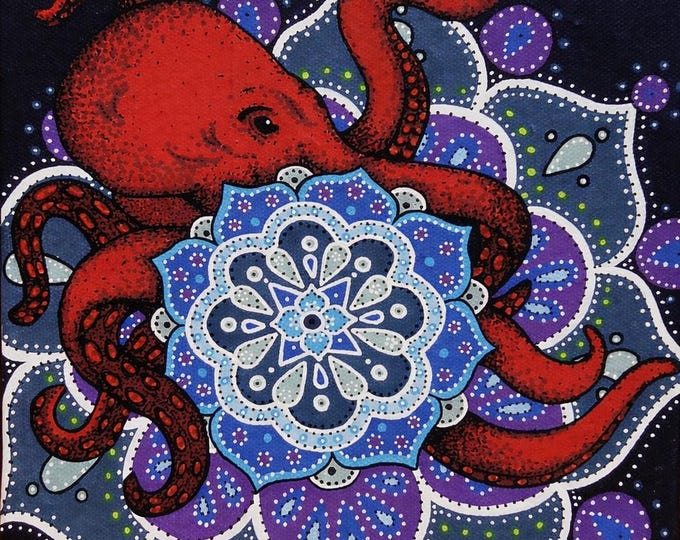 Mandala Octopus – 8x8 Gloss Canvas & Paper Prints | Ocean Art