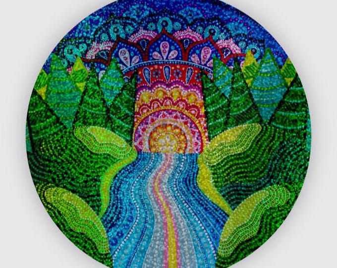 Mandala Falls Sticker - Colorful Mandala Landscape Vinyl