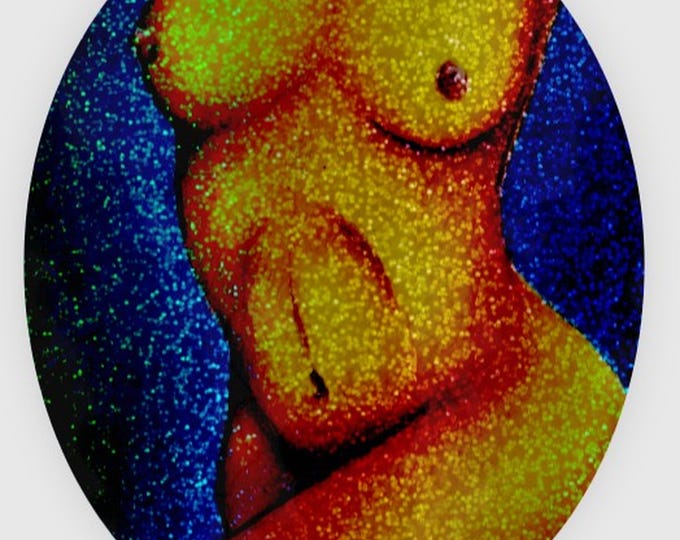 Psychedelic Glitter Figure Art Sticker | Vivid Colored Pencil Drawing (3 Inch Vinyl)