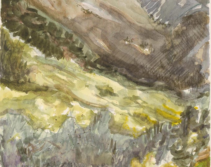 Mountain Light – 11x14 Original Watercolor Landscape + Fine Art Prints | Nature Painting | Earthy, Atmospheric Scene