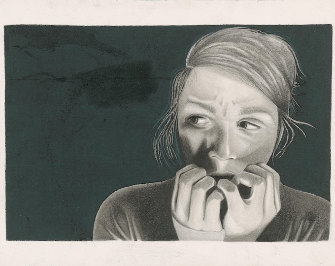 Unspoken – Emotional Pencil Portrait Drawing (9x12) | Realistic Graphite Figure Art Print or Original