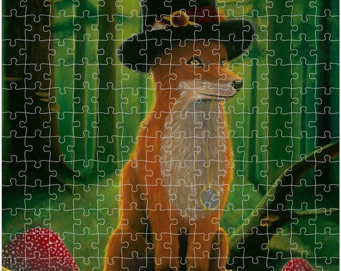 Mr. Fox | 252-Piece Puzzle (10.5 x 13.5 inches) | Whimsical Forest Art | From an Original Oil Painting