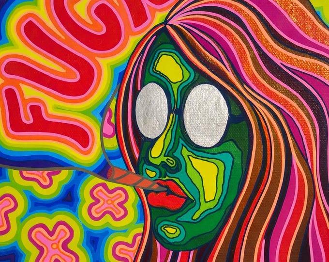 Psychedelic Face Vinyl Sticker | Pixie Dust Glitter Effect, Trippy Pop Art (3x3 Inch)