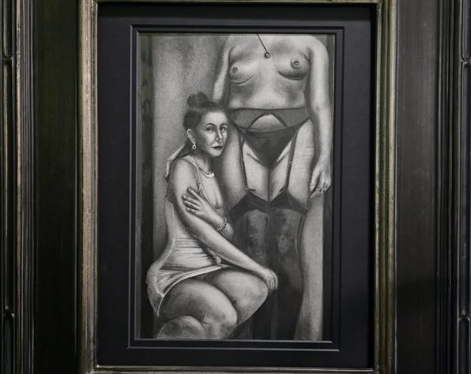 Original Graphite Figure Drawing – "I Brought a Friend"