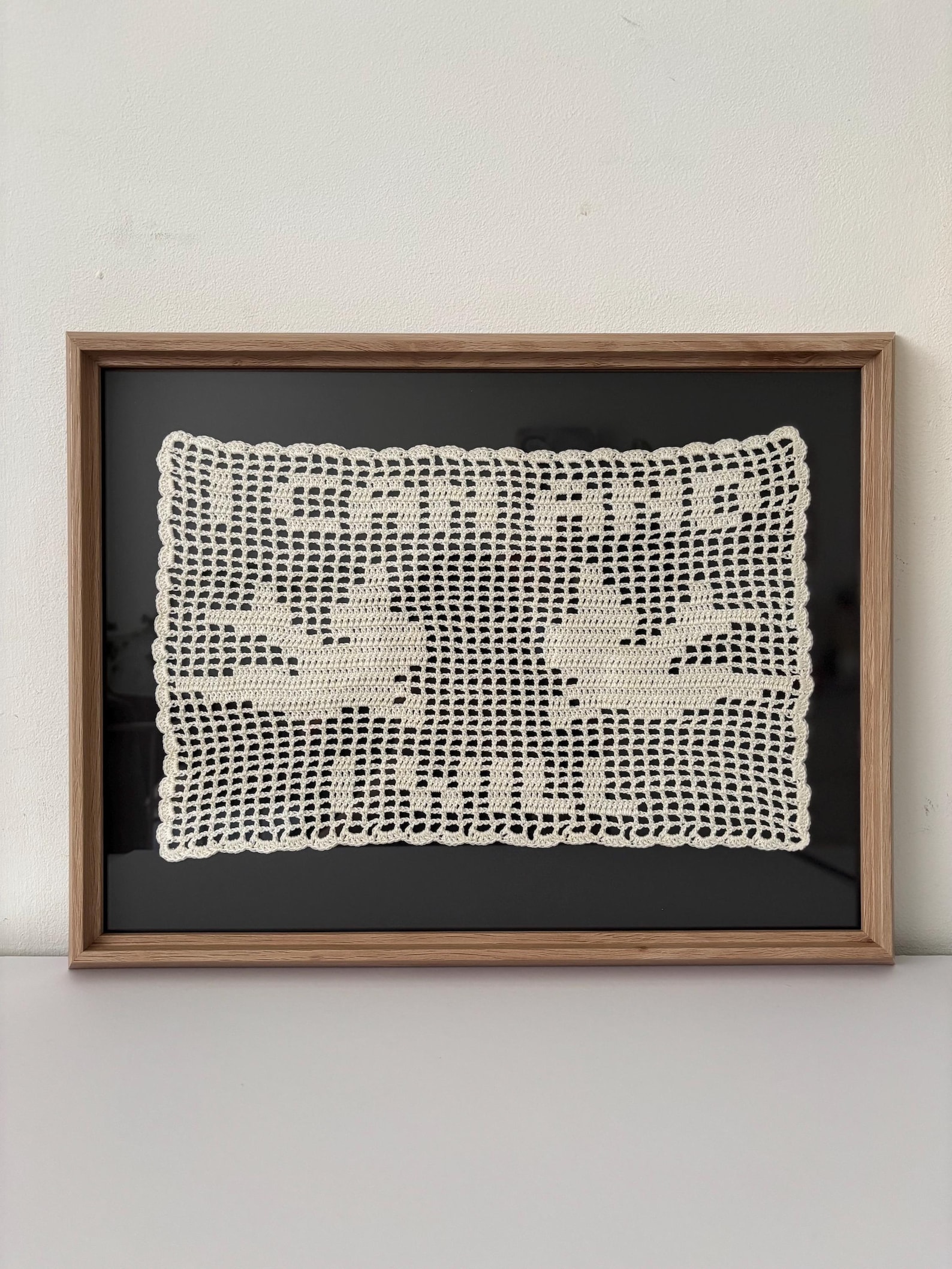 handmade filet crochet tapestry