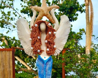 Red haired Angel Mermaid tree topper