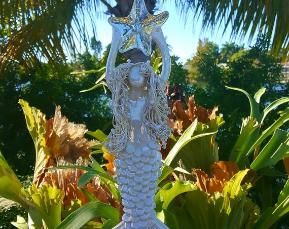 White haired  Mermaid Tree Topper
