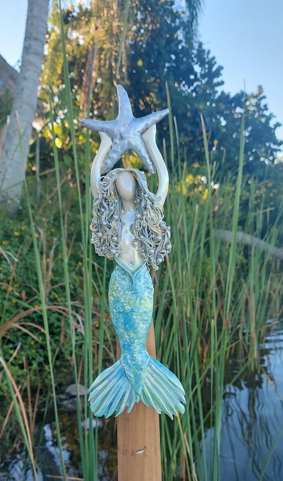 Silver fox mermaid tree topper