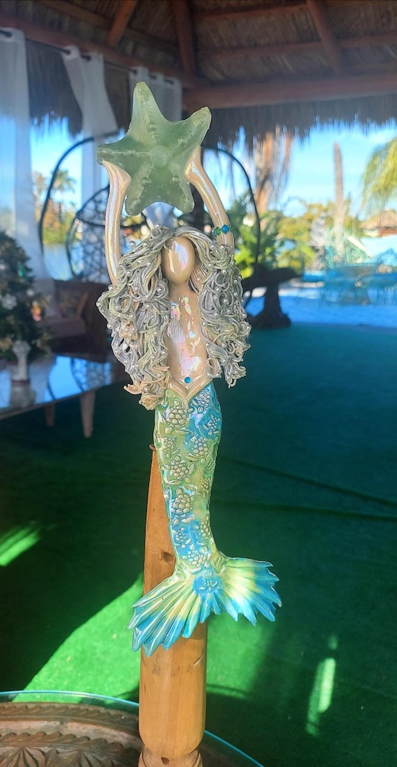 Silver fox mermaid tree topper