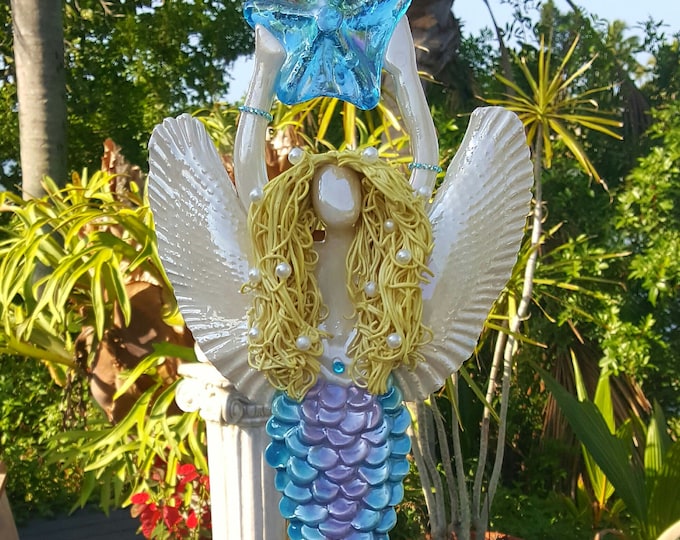Merman Angel Tree Topper Angel Mermaid Tree Topper - Etsy