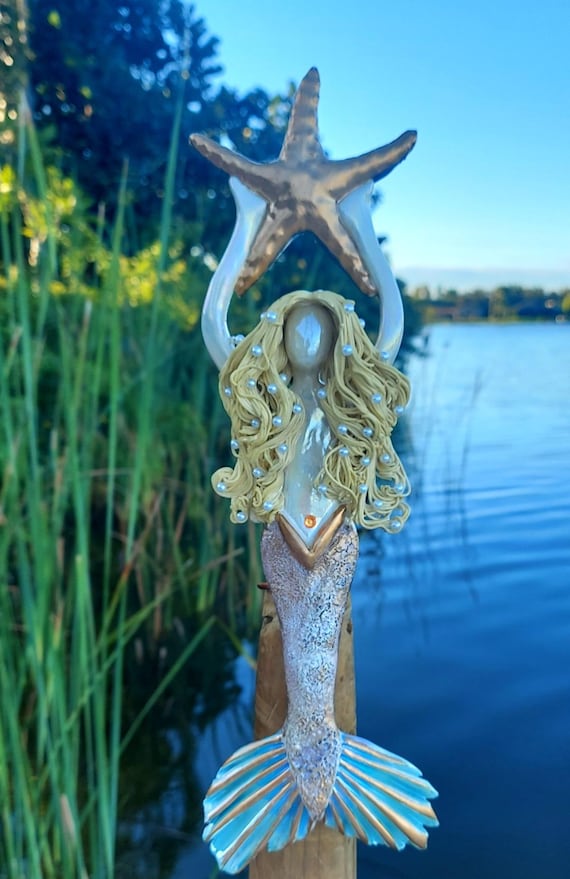 Golden haired mermaid tree topper