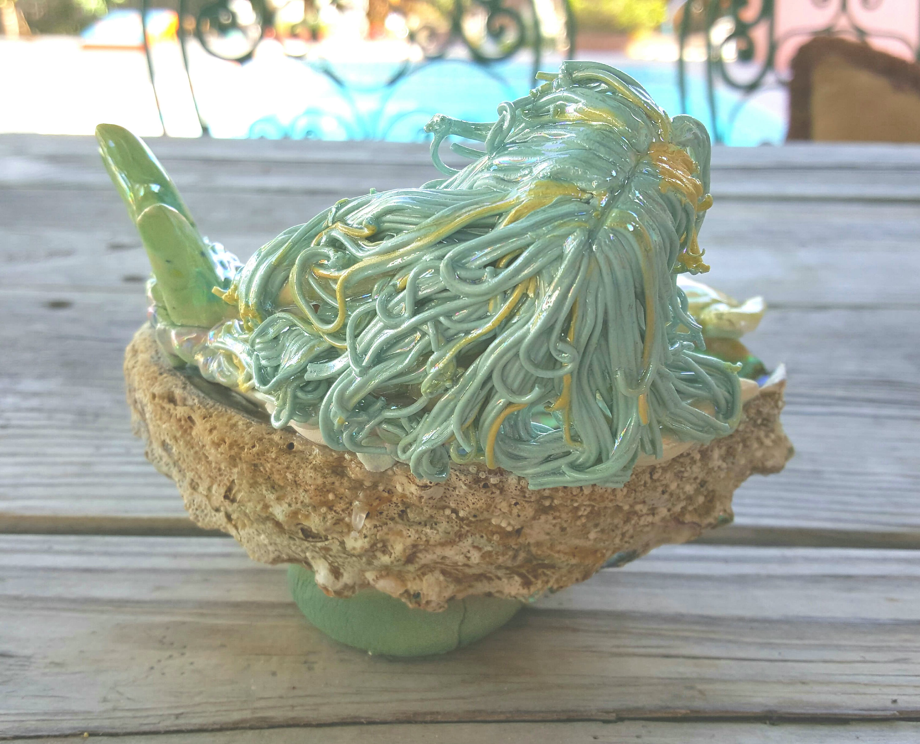 Aqua Mermaid soap dish on Abalone