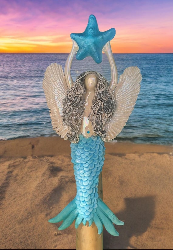 Silver fox Angel Mermaid tree topper.