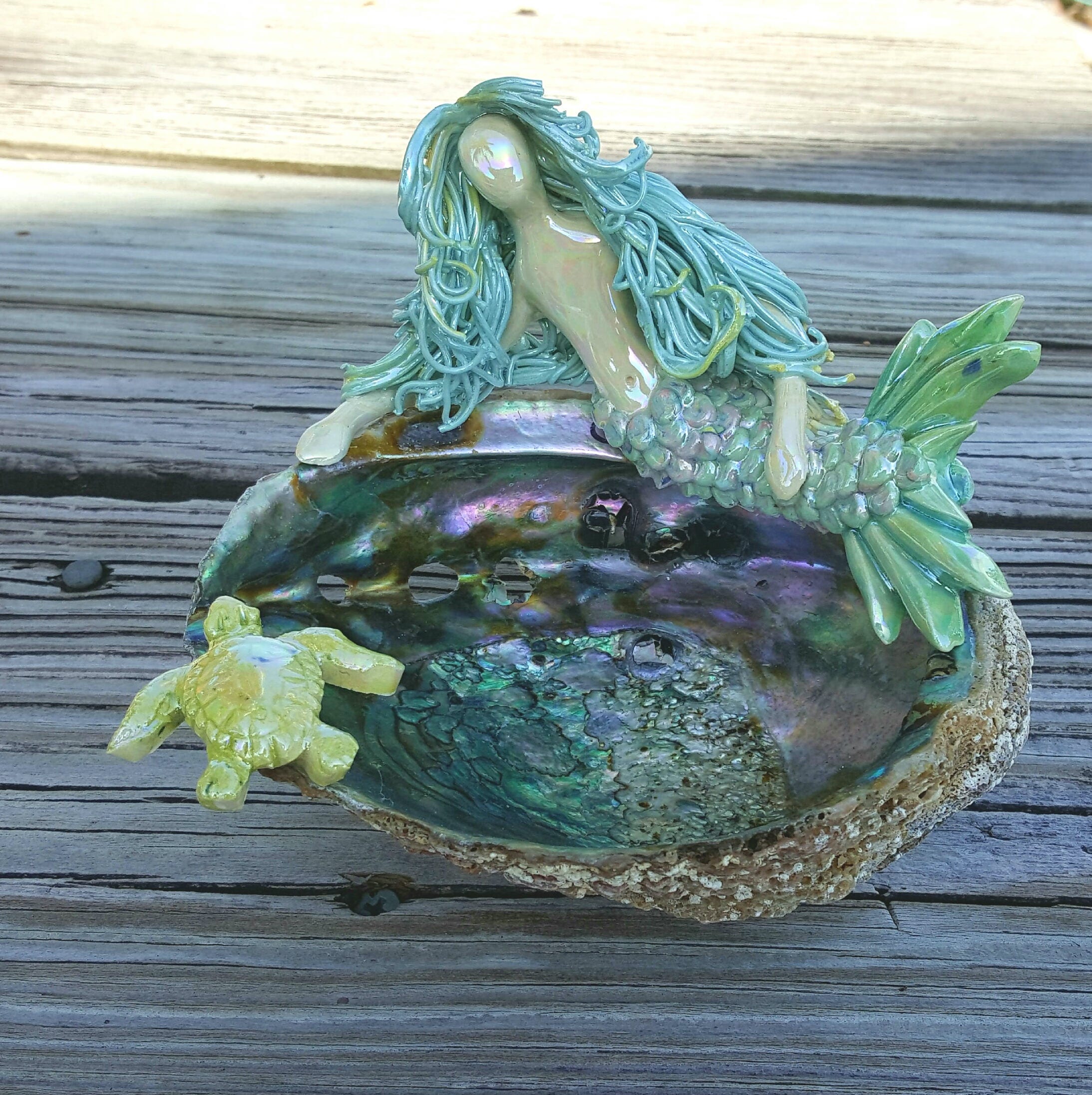 Aqua Mermaid soap dish on Abalone