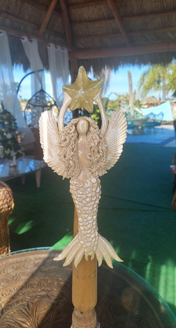 Mother of Pearl Angel Mermaid tree topper.