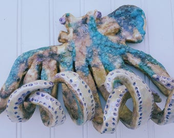 Hand Sculpted 12 inch Octopus Wall Hook