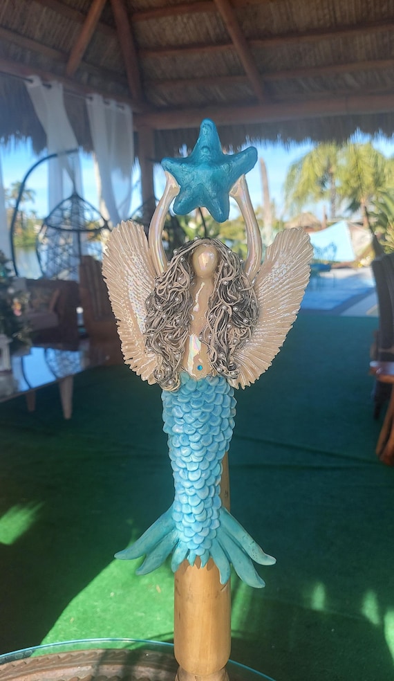 Silver fox Angel Mermaid tree topper.