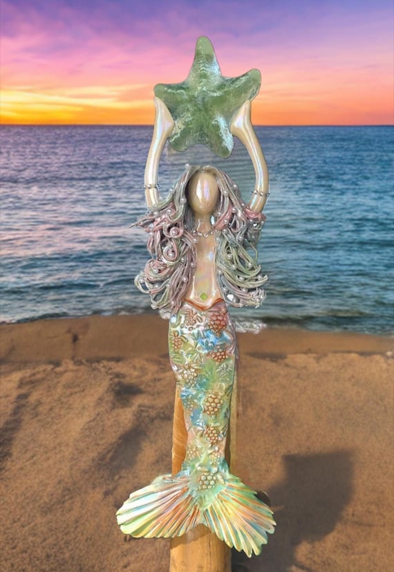 Mermaid with sea turtles Christmas tree topper