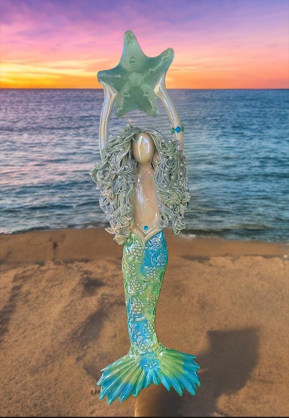 Silver fox mermaid tree topper