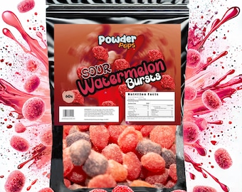 PowderPops Sour Watermelon Gusher Bursts 6OZ - Viral Candy - Sour & Sweet Fruit Snack