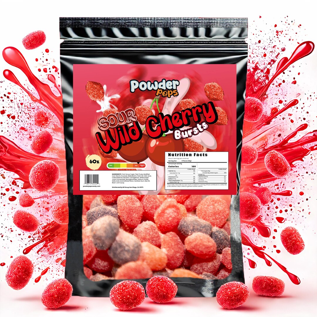 Powderpops Sour Wild Cherry Gusher Bursts 6OZ - Viral Candy - Sour ...