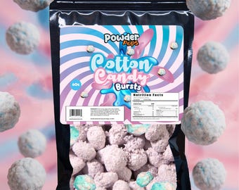 PowderPops Cotton Candy Gusher Burst 6OZ - Viral Candy - Sweet Fruit Snack