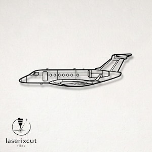 May include: A black and white line art illustration of a private jet in profile view. The design features a sleek fuselage, a T-tail configuration, and a single engine mounted on the rear side. The text laserixcut files appears in the bottom left.