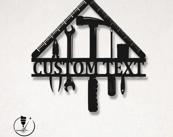 Custom Workshop Tool SVG | Personalized Woodworking Sign DXF | Handyman Wall Art for Glowforge, CNC, Cricut | Dad's Garage Workshop Decor