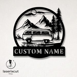 Anpassbare Wohnmobil Laser Cut Vektordateien - SVG, DXF, Glowforge, Cricut, CNC, Metallwandkunst, Reisedekor, sofortiger Download