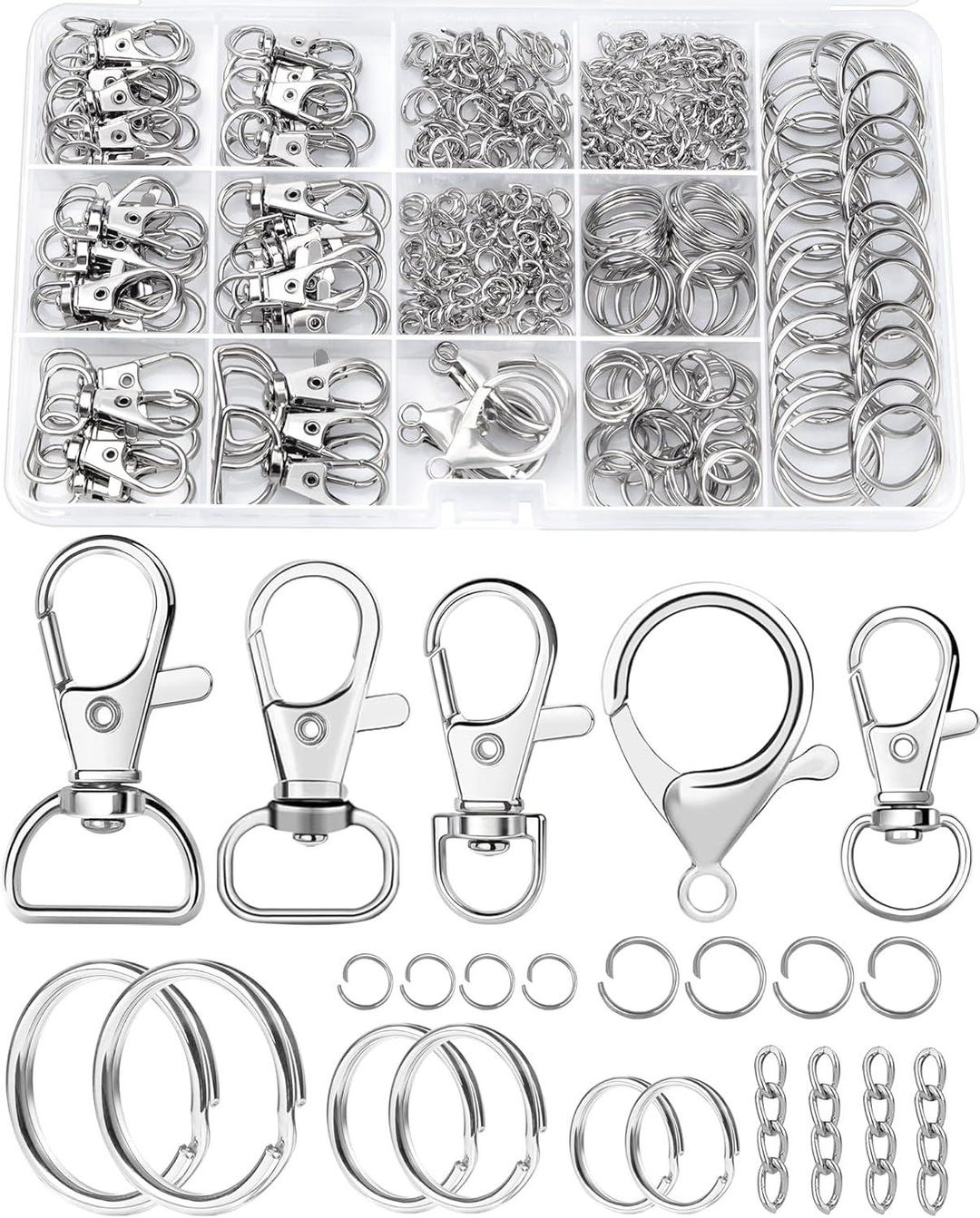 Key Chain Kit Part Keychain Making Kit - 990PCS Key Rings, Lobster Clasps & Swivel Hooks ...