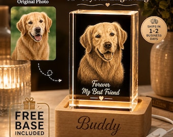 Personalized 3D Crystal Photo Gift with LED Base, Custom Family Picture Crystal, Unique Photo Keepsake for Mom Dad Grandparents