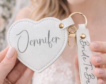 Personalized Heart Mirror Keychain, Bag Charm, Custom Engraved Compact Mirror, Bride Bridesmaid Gift