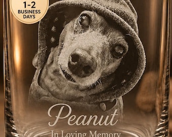 Pet Memorial Whiskey Glass, Custom Dog Cat Photo Engraved Glass, Personalized Pet Loss Gift, In Loving Memory