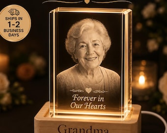 Memorial 3D Crystal Photo Gift, Personalized Sympathy Gift, Custom Remembrance Crystal for Loss of Loved One
