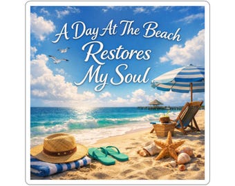 Beach Scene Sticker | Coastal Calm, Seaside Afternoon (Kiss-Cut)