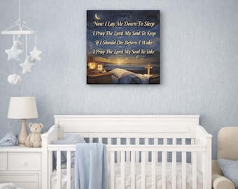 Tela con preghiere cristiane della buonanotte, decorazione murale per la cameretta dei bambini, arredo religioso per la stanza dei bambini.