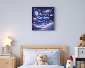 Quadro su tela con scritta motivazionale "Che tutti i tuoi sogni si avverino" / Quadro su tela con messaggio ispiratore