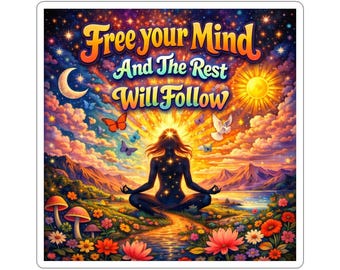 Free Your Mind Inspirational Mental Health Meditation Sticker | Kiss-Cut Vinyl