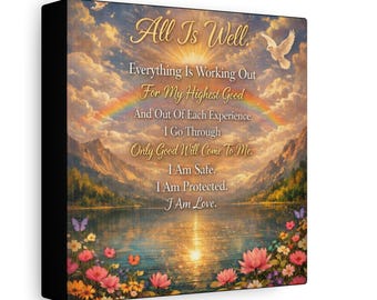 Preghiera di affermazione "Tutto va bene" - Manifestazione religiosa cristiana - Quadro da parete motivazionale