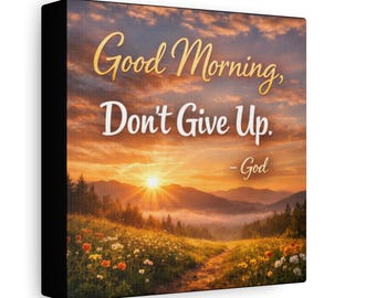 Buongiorno, non mollare! Quadro su tela / Quadro su tela motivazionale cristiano religioso con messaggio di ispirazione e riflessione.