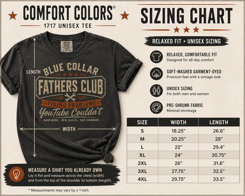Blue Collar Dad Shirt, Fathers Club Tee, Funny Working Dad Gift, Blue Collar Fathers Day Shirt, HVAC Dad Workwear Tee image 6