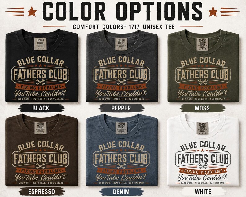 Blue Collar Dad Shirt, Fathers Club Tee, Funny Working Dad Gift, Blue Collar Fathers Day Shirt, HVAC Dad Workwear Tee image 3
