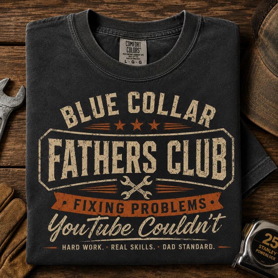 Blue Collar Dad Shirt, Fathers Club Tee, Funny Working Dad Gift, Blue Collar Fathers Day Shirt, HVAC Dad Workwear Tee